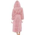 thumbnail image 5 of Avamo Ladies Sherpa Robes Solid Color Sleepwear Hooded Fuzzy Plush Bathrobe Plain Fleece Robe Sleeping Dressing Gown Pink 3XL, 5 of 5