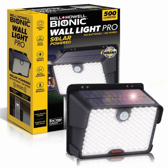 Bell + Howell Bionic Wall Light Pro Solar Powered 500 Lumens Motion Activated Outdoor Weather Resistant