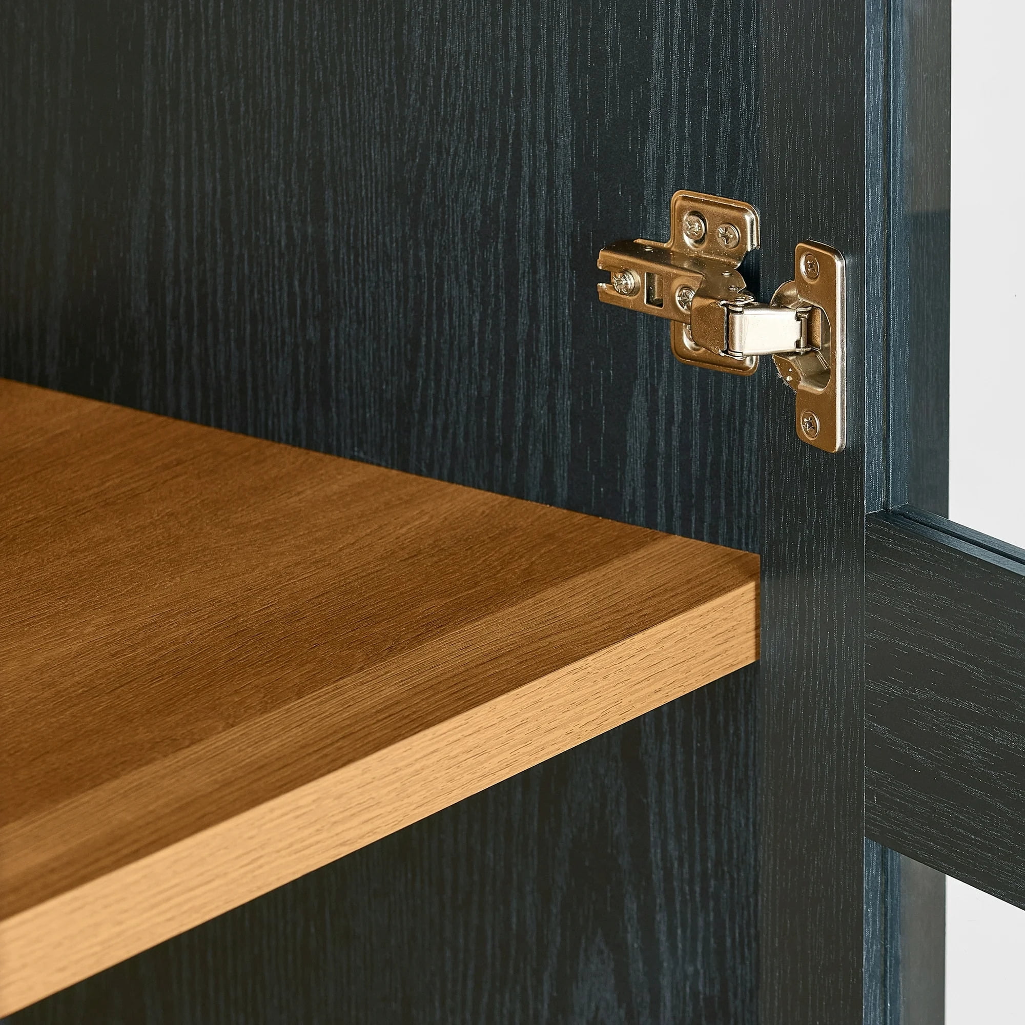Better Homes & Gardens Ezra Glass Door Storage Accent Cabinet, Rich Black Finish