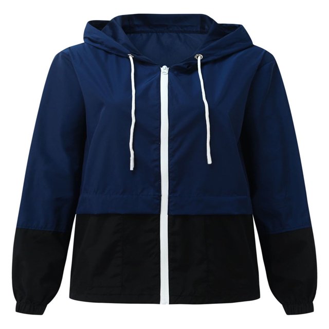 Qiylii Femmes Veste de Pluie Packable Couleur Extérieure Bloc Coupe-Vent à Capuche