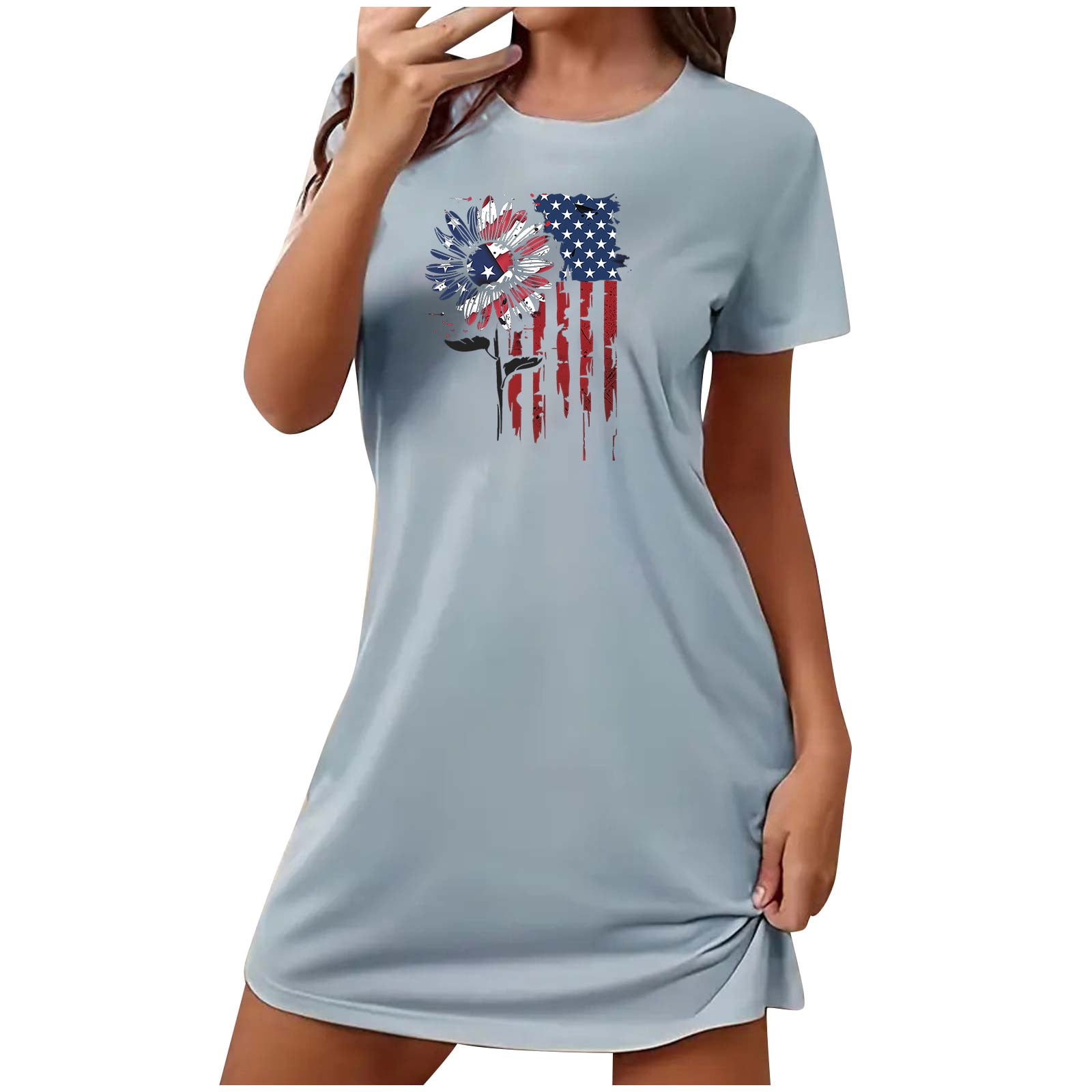 Chemises à Manches Courtes pour Femmes, Chemise de Nuit Courte Ample pour Femmes avec Imprimé sur la Poitrine, Robe de Nuit à Manches Courtes, Chemises de Nuit pour Femmes Douces, Chemises de Nuit pour Femmes Douces, Chemises à Manches Courtes pour Femmes