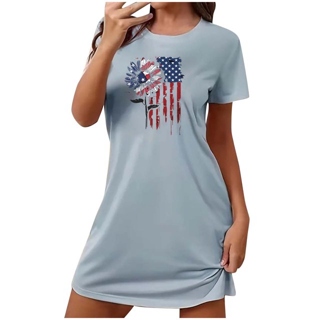 Chemises à Manches Courtes pour Femmes, Chemise de Nuit Courte Ample pour Femmes avec Imprimé sur la Poitrine, Robe de Nuit à Manches Courtes, Chemises de Nuit pour Femmes Douces, Chemises de Nuit pour Femmes Douces, Chemises à Manches Courtes pour Femmes