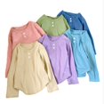 thumbnail image 4 of 2025 Chemise de Base pour Filles Garçons Col Rond Manches Longues sous-Vêtement Bleu Clair, 4 of 4