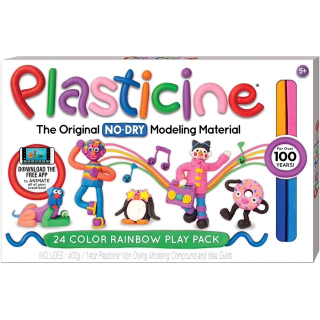 Matériel de Modélisation Sans Sec en Plastique, Pack de Jeu Arc-en-Ciel de 24 Couleurs