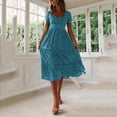 thumbnail image 2 of Penkiiy Mode Femmes Été Décontracté-Col Imprimé Manches Courtes Robe Ample 2TG Bleu, 2 of 7