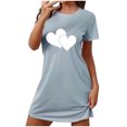 thumbnail image 1 of Jupe de Pyjama Courte pour Femmes Chemise de Nuit pour Femmes Manches Courtes Vêtement de Nuit Confortable T-Shirts de Nuit Imprimés Col Rond T-Shirt de Nuit Robe de Sommeil Douce Coupe Ample Robe de Pyjama Gris Foncé TG, 1 of 5