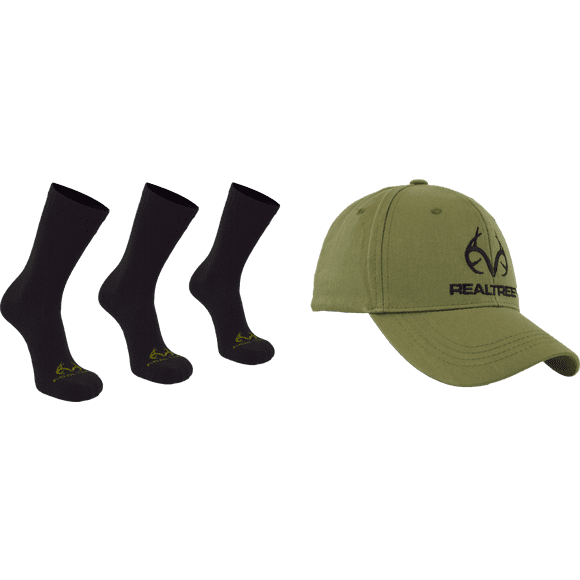 Realtree Men's 4pc Bundle Cap & 3PK Crew Socks