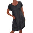 thumbnail image 1 of QIPOPIQ Robes pour Femmes avec Poches Manches Courtes Robes Décontractées Col Rond Robe d'Été Robes Unies Offres 2023, 1 of 5