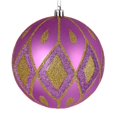 thumbnail image 1 of Vickerman N188169D 4.75 in. Orchid Matte Ball Ornament with Glitter Diamond Pattern  4 per Pack, 1 of 1