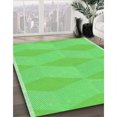 thumbnail image 3 of Ahgly Tapis Rond Lavable en Machine Intérieur Transitionnel Vert Néon, 6 Pieds Rond, 3 of 7