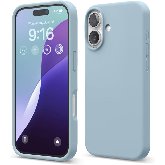 KOMI Compatible with iPhone 16 Pro Max Case, Premium Liquid Silicone Case, Full Body Protective Cover, Shockproof, Slim Phone Case, Anti-Scratch Soft Microfiber Lining, 6.9 inch Sky Blue