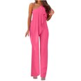 thumbnail image 1 of Besolor Women's 2024 Summer Casual Elegant Jumpsuits Ruffle a Shoulder Long Pants Wide Leg Rompers for Work Party, 1 of 6