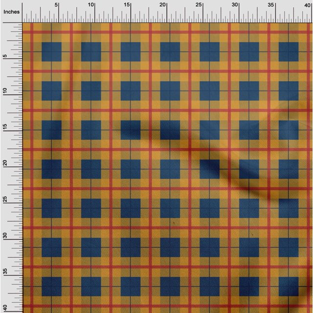 oneOone Polyester Lycra Dark Navy Blue Fabric Madras Check Sewing Craft Projects Fabric Prints By Yard 56 Inch Wide