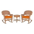 thumbnail image 1 of Jeco 3pc Wicker Rocker Chair Set in Honey with Orange Cushion, 1 of 10