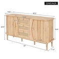 thumbnail image 3 of NEW Rattan Dresser with Sliding Doors, 55.3" Sideboard Cabinet with 3 Drawers, Adjustable Shelves & Rounded Top, Wood Tone, 3 of 9