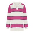 thumbnail image 1 of WEAIXIMIUNG Sweat à Capuche pour Femmes, Mode Graphique, Imprimé Rayé, Col à Revers, Boutons, Manches Longues, T-Shirt, 1 of 4