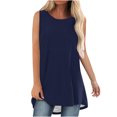 thumbnail image 1 of Timegard Womens Long Tank Tops Round Neck Sleeveless Solid Color Casual Loose Top Basic Tshirts Blouse, 1 of 6