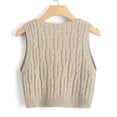 thumbnail image 3 of Women's Sweater Vest V Neck Cable Knit Sleeveless Loose Fit Solid Color Pullover Top S-M-L, 3 of 3