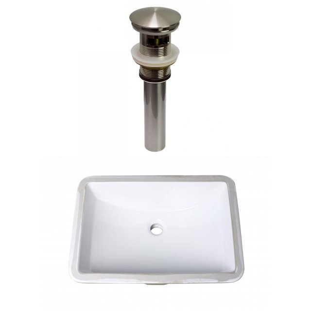 American Imaginations 20.75-in. W CUPC Rectangle Bathroom Undermount Sink Set In White - Brushed Nickel Hardware - Overflow Drain Incl. AI-31785