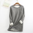 thumbnail image 2 of Chandail en Molleton Doublé Sherpa en Polaire pour Femmes, Chandail Chaud d'Hiver, Col Rond, Automne, Tunique de Détente, Rouge Melon D\'eau 2TG, 2 of 7