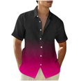 thumbnail image 3 of Hot6sl Économies d'Été Liquidation Chemisier & Chemise à Manches Courtes Col Rabattu, Chemise Décontractée Mode Homme Col Rabattu Imprimé Dégradé Manches Courtes Bouton Chemisier, Chemisier Polyester Homme Rose Vif, 3TG, 3 of 5