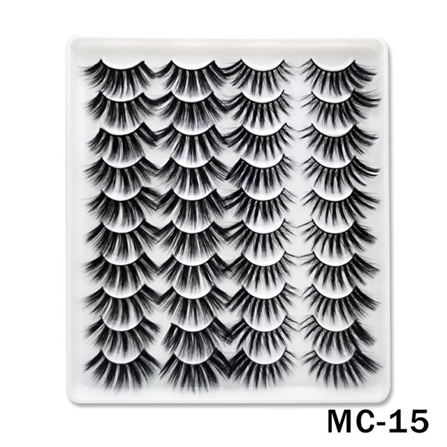 False Eyelashes Faux Mink Lashes 20 Pairs Long Dramatic Fluffy Volume Natural Fake Eyelashes Value Pack MC-15
