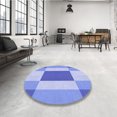 thumbnail image 4 of Ahgly Company Jeans Ronds Lavables en Machine Intérieur Transitionnel Tapis Bleu, 7 Pieds Rond, 4 of 7