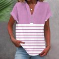 thumbnail image 2 of fatyb Womens Printed V Neck Tops Short Sleeve Button V Neck Tshirts Lightweight Summer Beach Blouses, 2 of 5