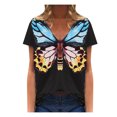 thumbnail image 1 of Fridja Summer Butterfly Print Loose-fitting Blouse With Deep V Neck, 1 of 5
