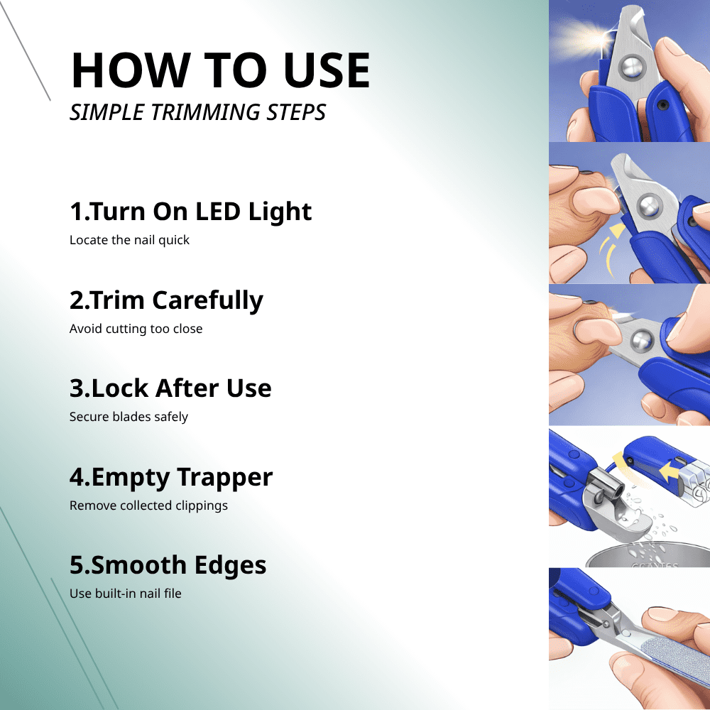 LED Pet Nail Clipper for Dogs & Cats – Precision Nail Trimmer with Built-in LED Light to See Quick, Ergonomic Grip, Safe & Easy Grooming Tool for Pets at Home - Model 58171