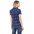 thumbnail image 4 of INSPIRE CHIC Chemise à Carreaux pour Femme en Coton Style Boyfriend à Boutons devant à Manches Courtes, 4 of 6