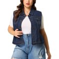 thumbnail image 1 of GRACE & GRANDEUR Women's Plus Size Fashion Spring Button Down Sleeveless Jeans Denim Jacket Dark Blue 4X, 1 of 6