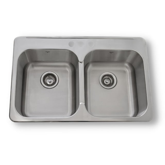 ONEX® Drop-In Double Bowl 31"X20" -7"d Stainless Steel Sink OD3120-7
