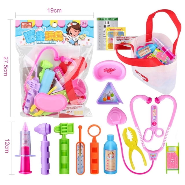 PENGXIANG Ensemble de Jeu de Docteur pour Enfants 16 Pcs Ensemble de Docteur pour Jeu d'Imitation avec Sac de Rangement et Stéthoscope Électronique pour Enfants de 3 Ans et Plus