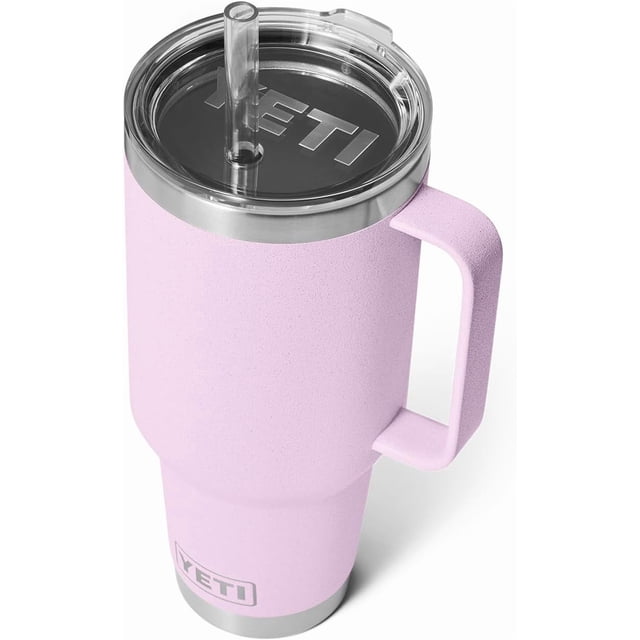 YETI Rambler Tasse en Paille 42 oz, Isolée sous Vide, Acier Inoxydable, Fleur de Cerisier