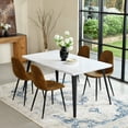 thumbnail image 3 of Homy Casa 63 inch Modern Dining Set, Dining Table with 4 Chairs, Beige Fabric, 3 of 10