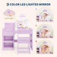 thumbnail image 3 of GloryStar Kids Vanity with Lighted Mirror, 2-in-1 Princess Vanity Set, Toddler Vanity Table & Chair Set with Open Bookshelf, 3 of 7
