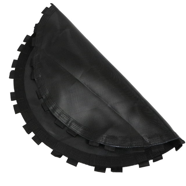 KEINXS trampoline replacement mesh mat for round trampolines, made of durable black cloth material. The mat is UV-resistant, waterproof, and fade-resistant, with reinforced edges and attachment loops for secure installation. Ideal for outdoor child fitness and backyard trampoline play.