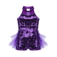 thumbnail image 3 of Linjinx Robe Tutu de Danse Ballet à Sequins Brillants pour Filles, Costume de Performance Jazz Latin Moderne Violet 10, 3 of 7