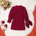 thumbnail image 2 of Penkiiy Robe de Princesse Rouge Hiver Rouge Col Rond Manches Bouffantes Robe Ornée de Perles et Sac Nœud 4-7 Ans 5-6 Ans Rouge, 2 of 8