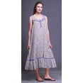 thumbnail image 3 of Bimba Robe de Nuit Mi-Mollet pour Femmes en Coton Imprimé Sans Manches à Rayures Feuilles et Floral Violet Moyen3 Robe Maxi Petite, 3 of 6