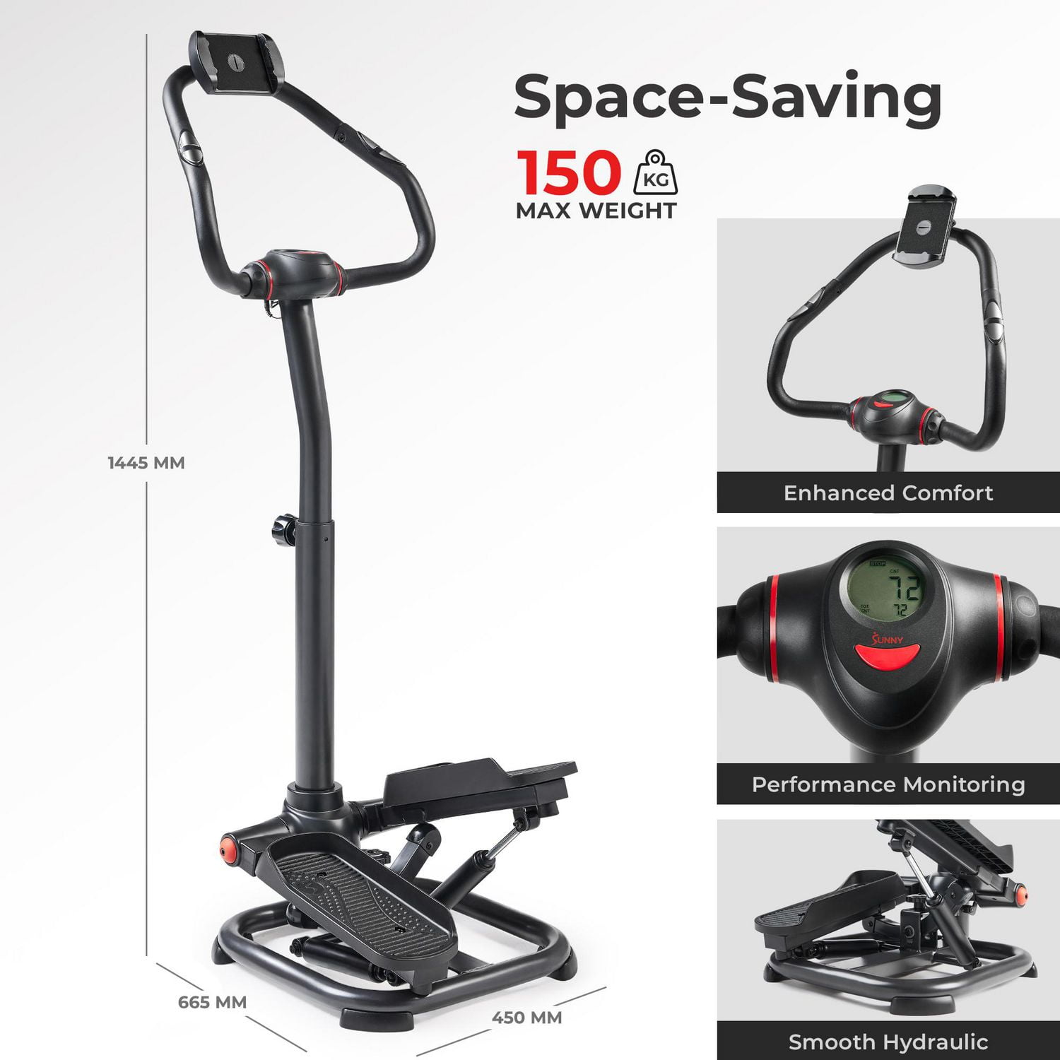 Sunny Health & Fitness Mini Escaladeur Stepper avec Barres - SF-S021055