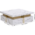thumbnail image 2 of Table Basse Moderne Blanche Carrée de 43,3 Pouces avec 4 Tiroirs, Rangement, Multiples Tables d'Appoint, Table Utilitaire pour Salon, 2 of 9