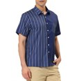 thumbnail image 4 of INSPIRE CHIC Men's Shirts Short Sleeve Summer Cotton Patchwork Button Down Shirts S Navy Blue, 4 of 6