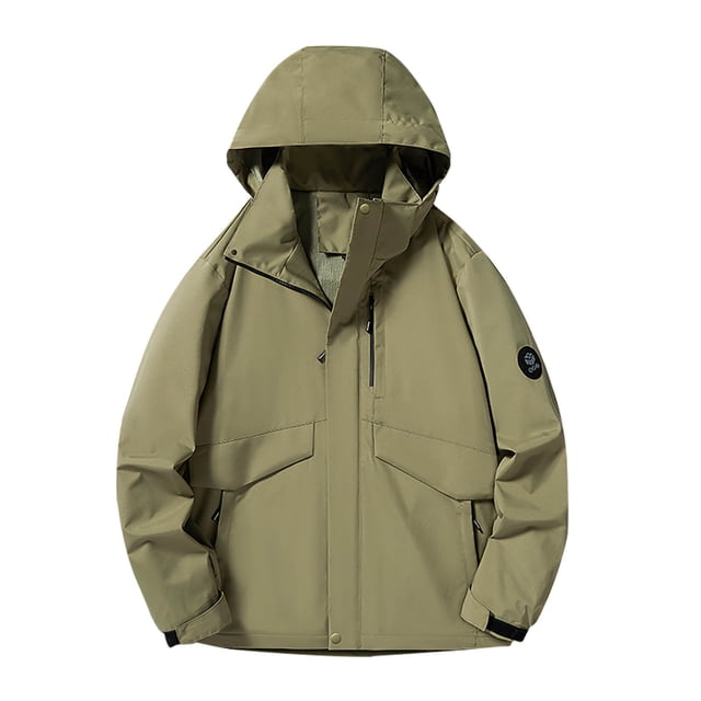 DecSea Men's Softshell Military Jacket With Removable Hood, Fleece Lined and Water Repellent Outdoor Reflective Coat
