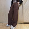 thumbnail image 4 of MIASHUI Girls Sweatpants Boys Drawstring Elastic Active Joggers Straight Leg Trousers,Coffee,14-15 Years, 4 of 6