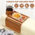 thumbnail image 2 of Couch Cup Holder Tray in Large Couch Arm Table Bamboo Sofa Clip on Tray Table with Ratated Phone Holder for Couch Armrest Tray for Drink Snacks Remote Phone, 2 of 6