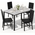thumbnail image 3 of Stmoze Marble Dining Table Set for 4, 5 Pieces Faux Marble Kitchen Table and Chairs Set, Rectangle Dining Table with 4 Leather Dining Chairs, Dining Room Set for Home, Apartment, Gray+Black, 3 of 6
