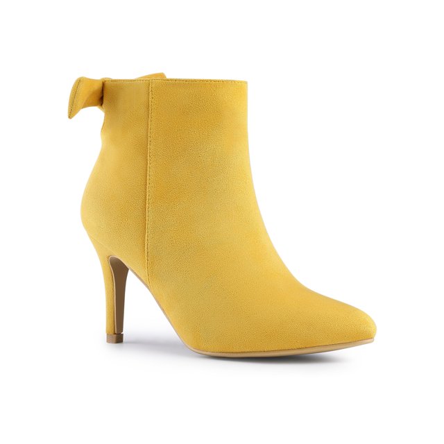 Unique Bargains Women's Pointed Toe Heel Side Ankle Stiletto Boots