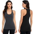 thumbnail image 4 of Women's Racerback Tank Tops Cotton Wide Strap Yoga Workout Undershirt Pack of 2, 4 of 7